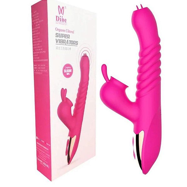 Vibrador Vai e Vem com Aquecimento e Estimulador de Clitóris