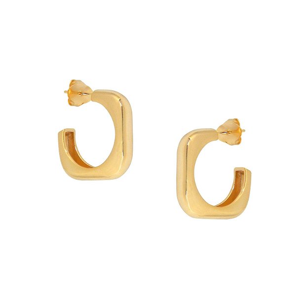 Brinco Argola Quadrada Lisa P Banhada a Ouro 18k - BRI001