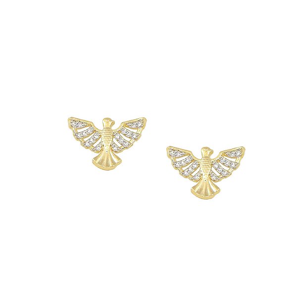 Brinco Passaro Cravejado Banhado a Ouro 18k - BRI039