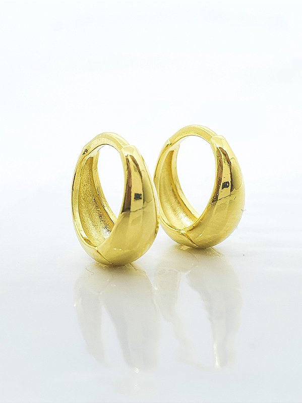 Brinco Argola Abaulada M Banhado a Ouro 18k - BRI030