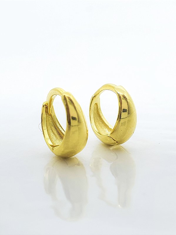 Brinco Argola Abaulada P Banhado a Ouro 18k - BRI029