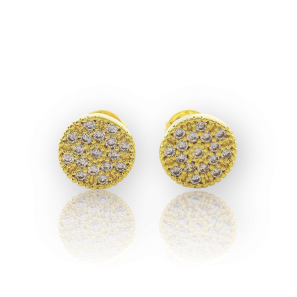Brinco Redondo Cravejado P Banhado a Ouro 18k - BRI013
