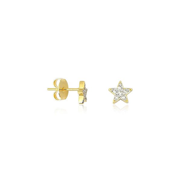 Brinco Estrela Cravejado M Banhado a Ouro 18k - BRI011