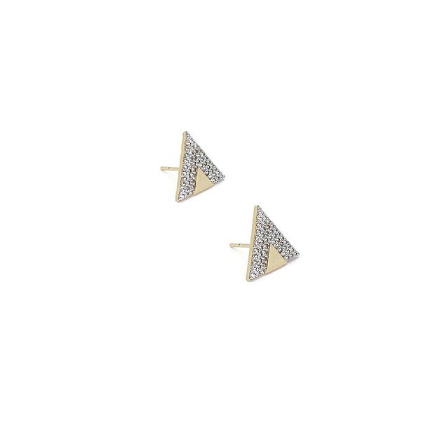Brinco Triangulo V Cravejado Banhado a Ouro 18k - BRI010
