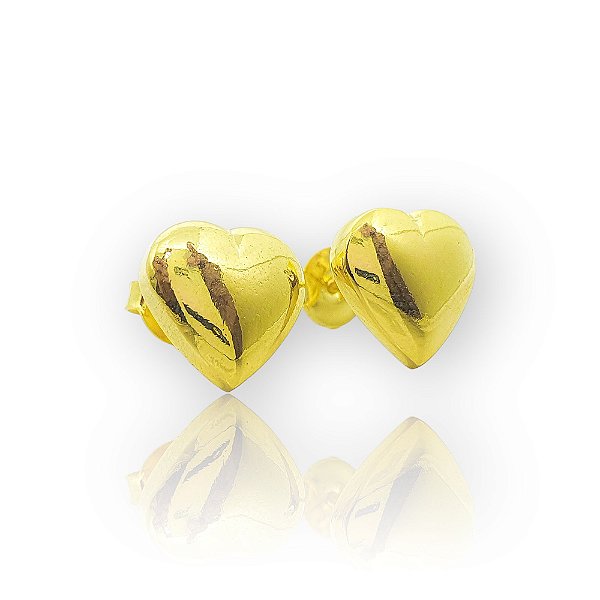Brinco Coração Liso G Banhado a Ouro 18k - BRI007