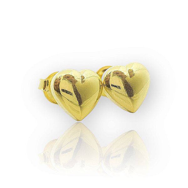 Brinco Coração Liso P Banhado a Ouro 18k - BRI005