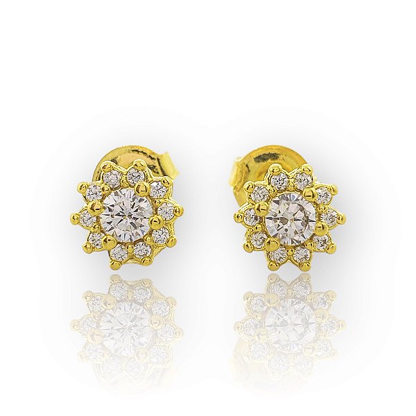 Brinco Coroa 4 Cravejado Banhada a Ouro 18k - BRI004