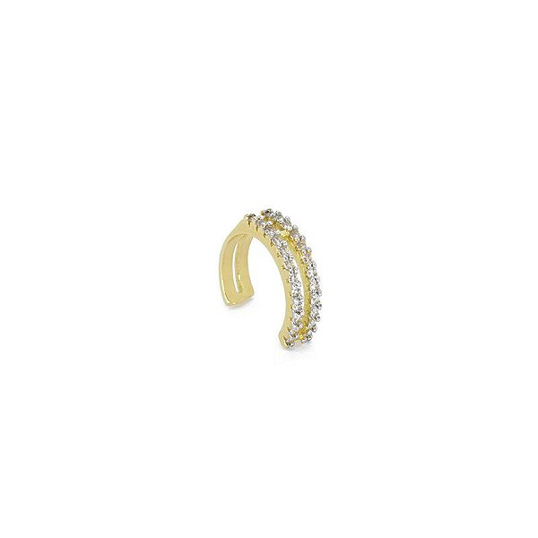 Piercing Fake 2 Fileiras Cravejado Banhado a Ouro 18k - PIER002