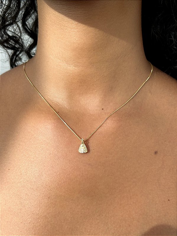 Colar Nossa Senhora Cravejado Banhada a Ouro 18k - COR010