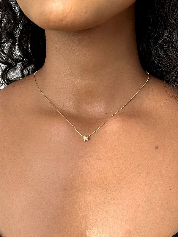 Colar Circulo Cravejado Banhada a Ouro 18k - COR008