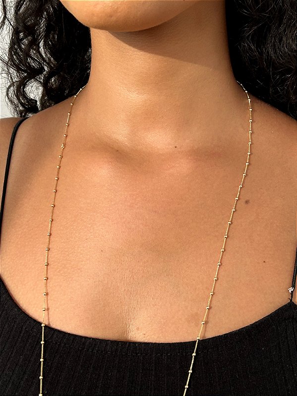 Colar Bolinhas Lisas Banhada a Ouro 18k - COR004