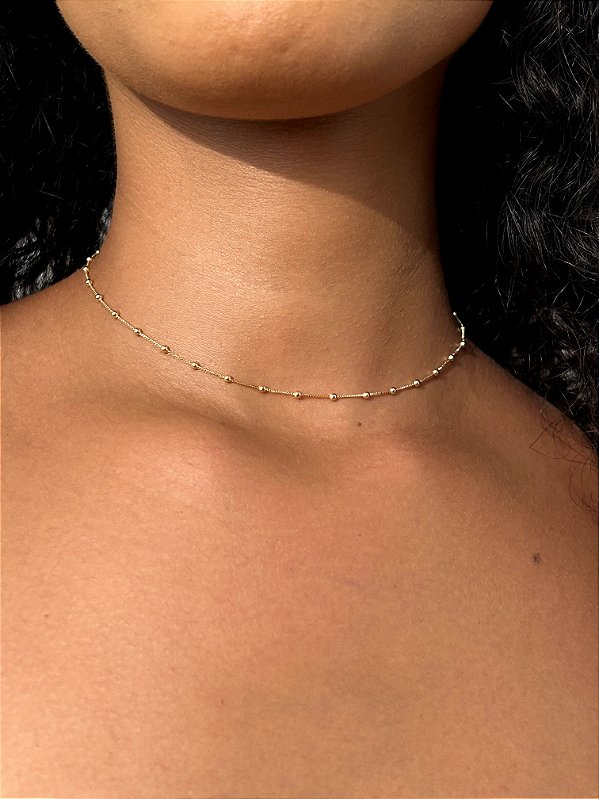 Choker Bolinhas Lisas Banhada a Ouro 18k - COR003