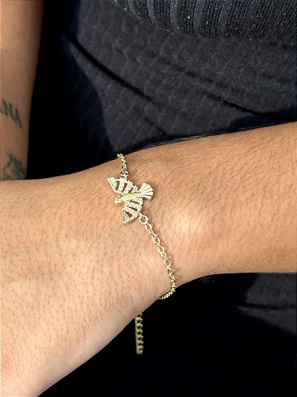 Pulseira Espirito Santo Com a Asa Banhada a Ouro 18k - PUL002