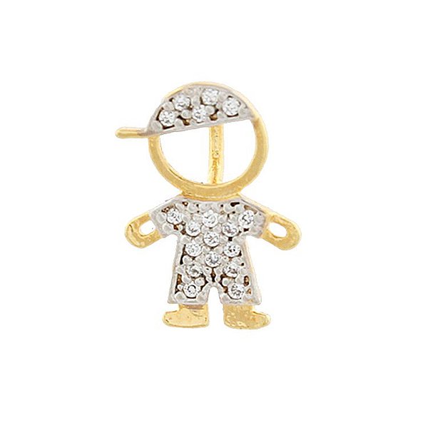 Pingente Menino Cravejado Banhado a Ouro 18k - PIN014