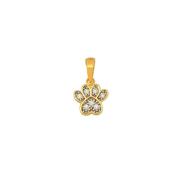 Pingente Patinha Mini Cravejado Banhado a Ouro 18k - PIN013