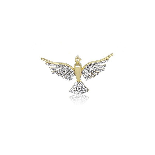 Pingente Passaro Cravejado Banhado a Ouro 18k - PIN012