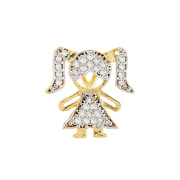 Pingente Menina Cravejado Banhado a Ouro 18k - PIN010