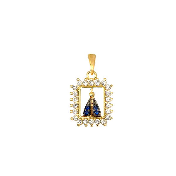 Pingente Nossa Senhora Plaquinha Cravejada Banhado a Ouro 18k - PIN006