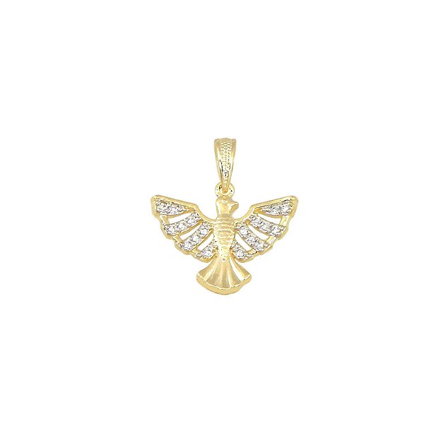 Pingente Passaro Cravejado Banhado a Ouro 18k - PIN005