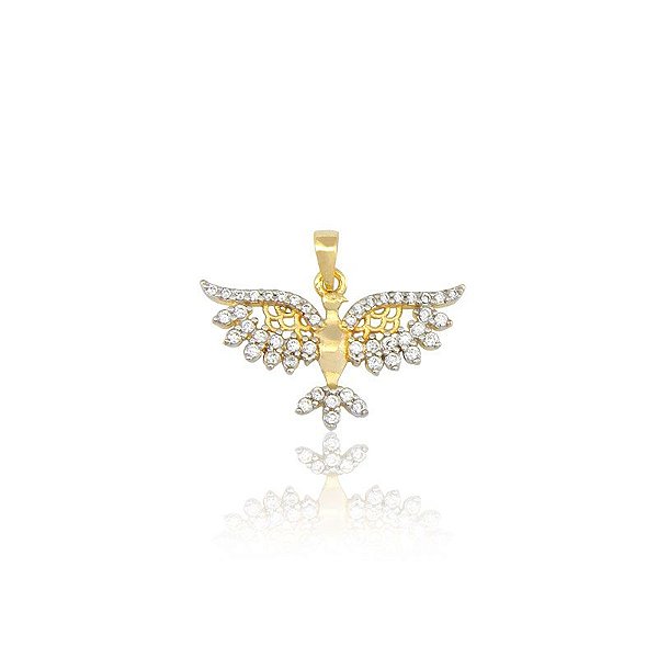 Pingente Passaro Cravejado Banhado a Ouro 18k - PIN003
