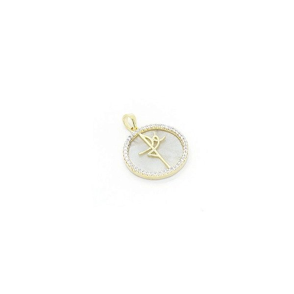 Pingente Fé Circulo Cravejado Banhado a Ouro 18k - PIN002