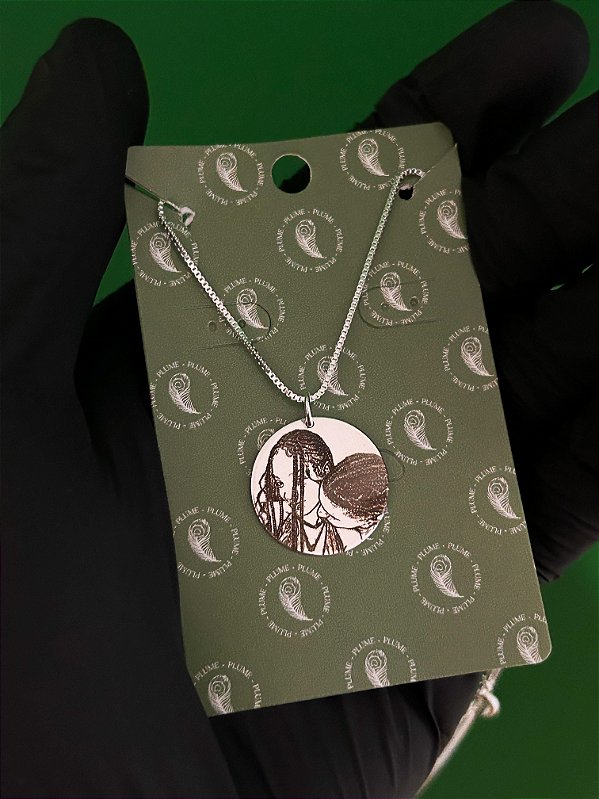 Colar Medalha Redonda Personalizada (19mm) Banhada a Prata COR016-PINP004