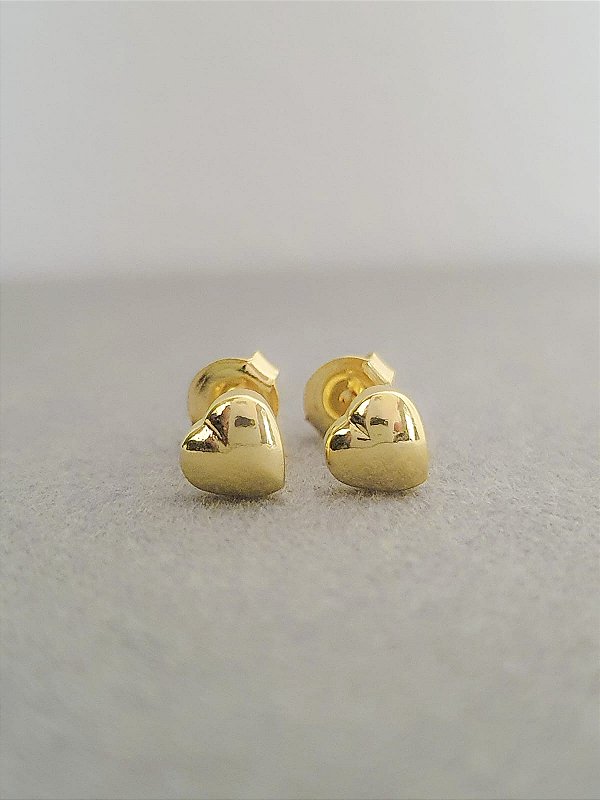 Brinco Coração Liso P Banhado a Ouro 18k - PRES001