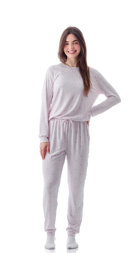 Pijama Longo Feminino Suede Coleção 2025