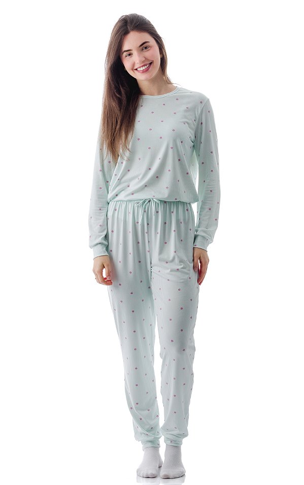 Pijama Longo Feminino Suede Coleção 2025