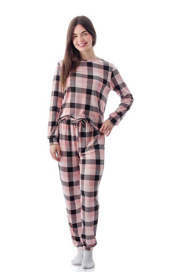 Pijama Longo Feminino Suede Coleção 2025