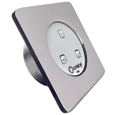 Refletor Mini Quadra RGB 10W Cabo 10m -  CristalLedInox 50mm