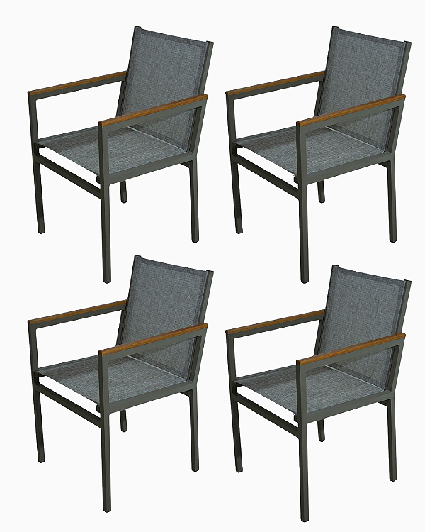 Kit 4 Cadeira Diamante Aumínio e Tela Sling