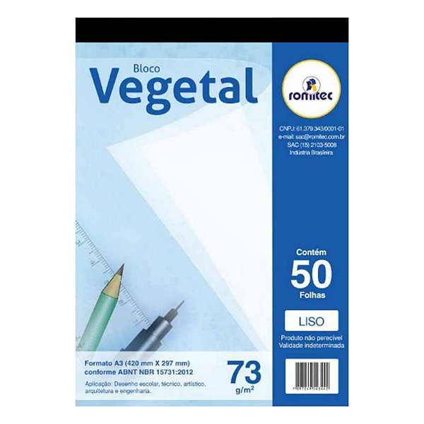 Papel Vegetal Romitec - A3 73 gramas - 50 folhas