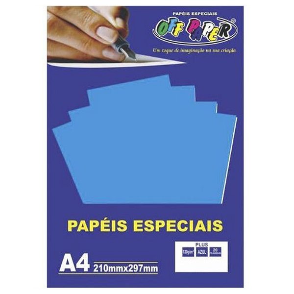 Papel Color Plus Off Paper A4 120g 20 Folhas - Azul