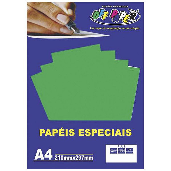 Papel Color Plus Off Paper A4 120g 20 Folhas - Verde