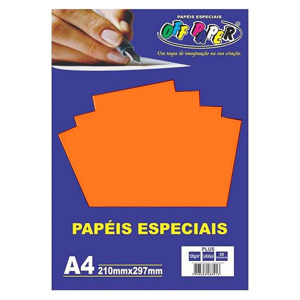 Papel Color Plus Off Paper A4 120g 20 Folhas - Laranja