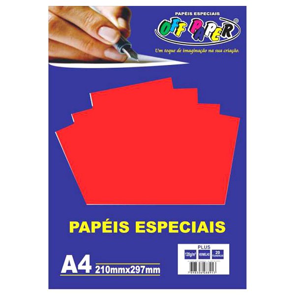 Papel Color Plus Off Paper A4 120g 20 Folhas - Vermelho
