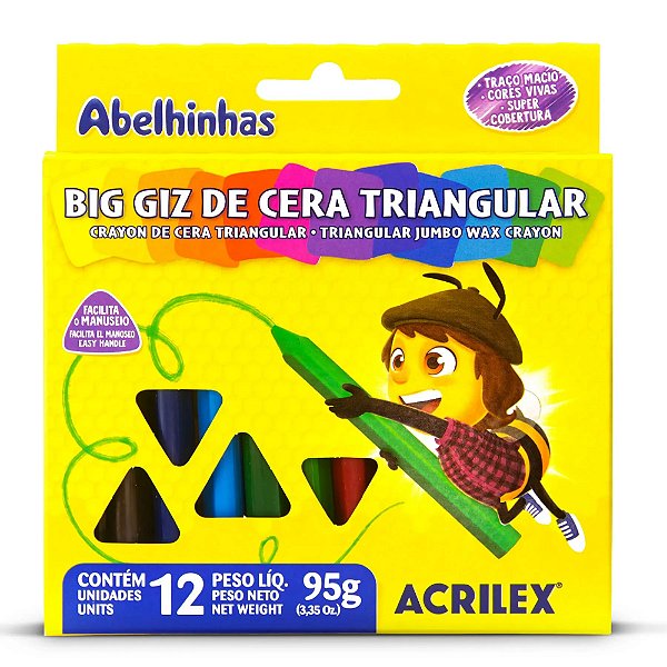 Big Giz De Cera Triangular Acrilex - 12 Cores