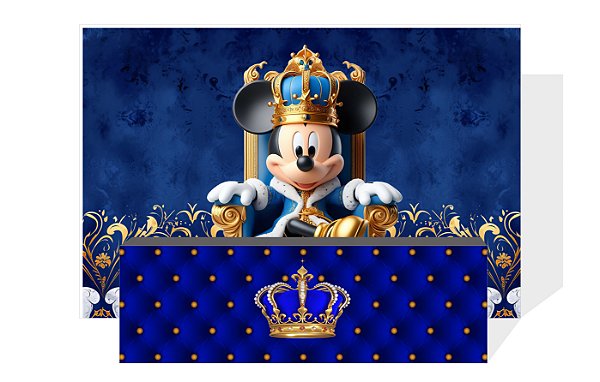 Kit Painel Sublimado Mickey Realeza + Fechamento De Mesa