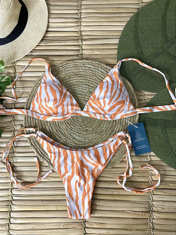 Biquini Aviação Tecido UV - Zebra Laranja