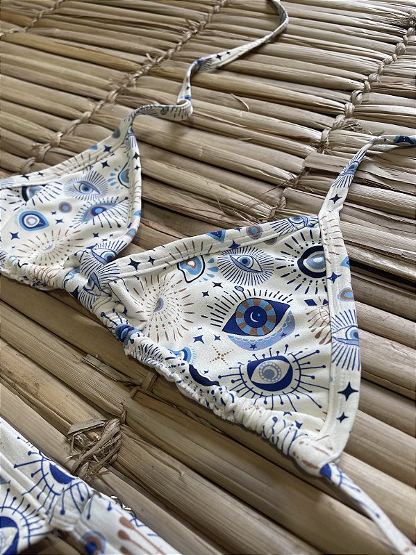 Biquíni Cortininha - Fio Dental+ Premium Proteção UV50+ Olho Grego Novo