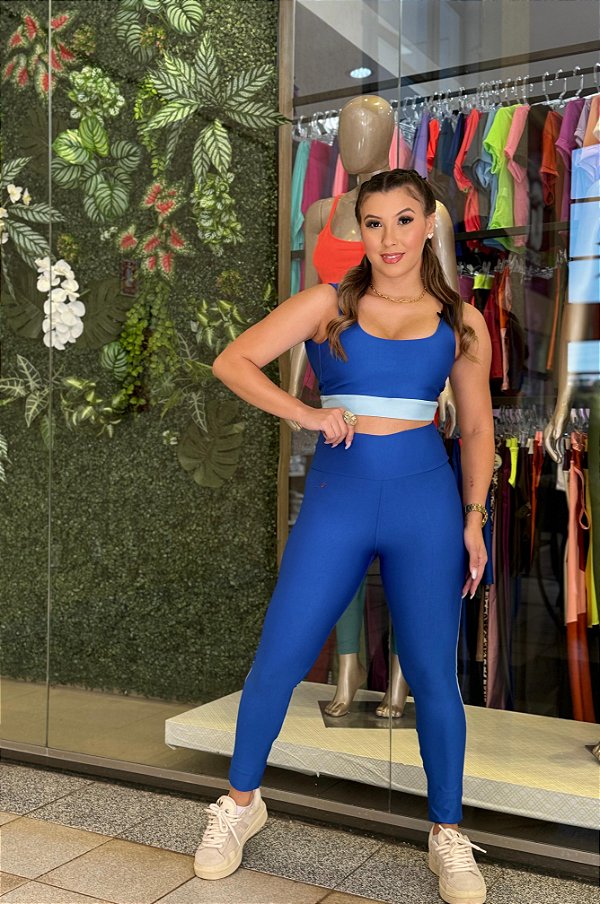 Conjunto Legging Val+ Top Cor Azul Royal+Azul bb