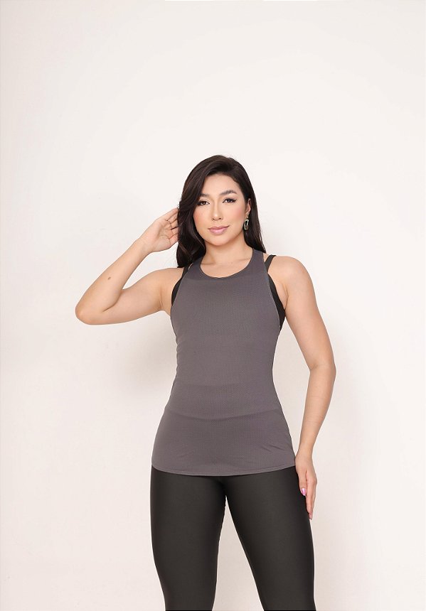 Blusa Regata Nadador Cor Cinza