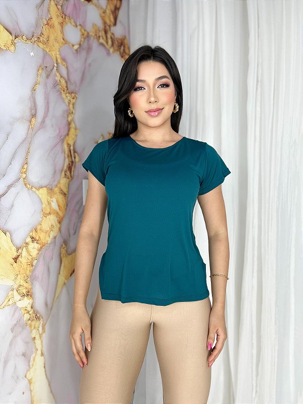 Blusa de Manga Mulet Cor Verde Petróleo