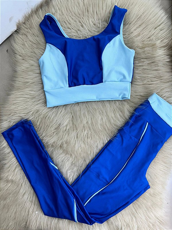 Conjunto Legging Bolso Vivo+Top Cor Azul Royal+Azul BB