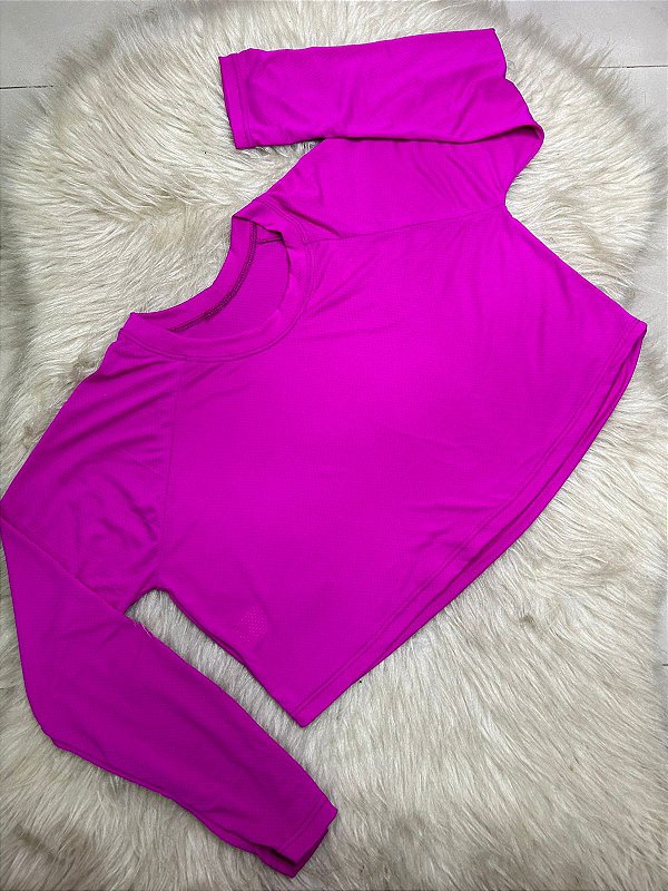 Blusa Tapa Bumbum Manga Longa Croped Cor Fuschia(Roseland)