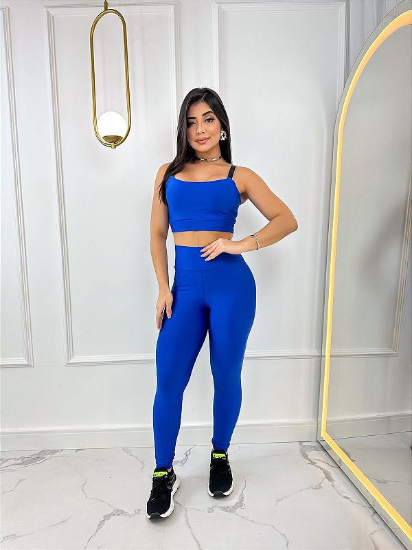 Legging Básica+ Top Alça Regulável Cor Azul Royal