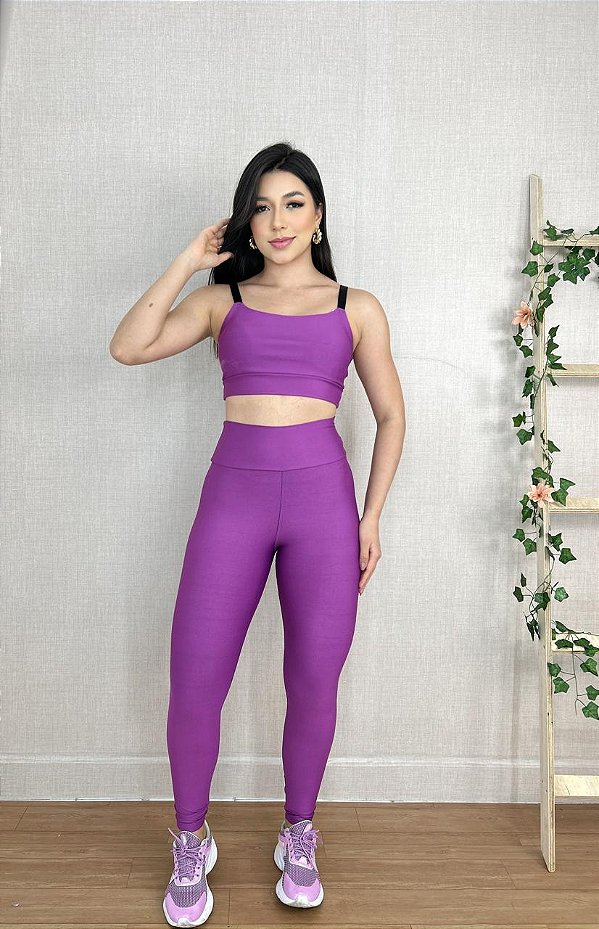 Legging Básica+ Top Alça Regulável Cor Fuschia(Rosa)