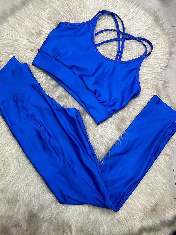 Conjunto Legging Bolso+Top Ana Cor Azul Royal