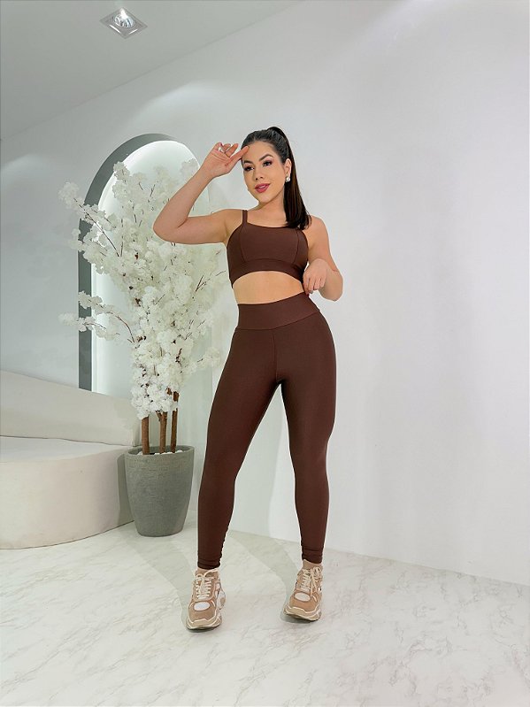 Conjunto Legging Básica+ Top Camilla Cor Marrom